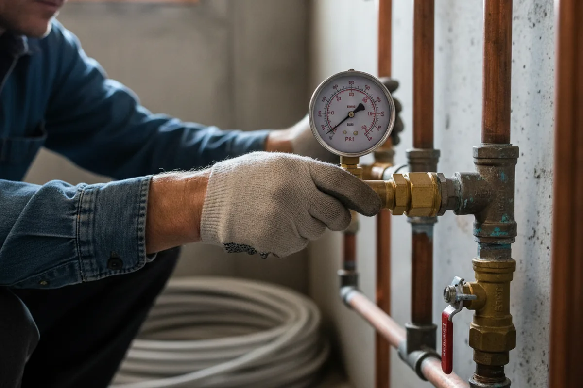 Pressure testing a repaired line during Water Line Repair in Sorrento
